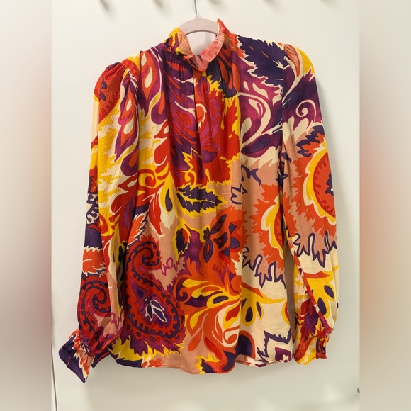 BA&SH Natsy Shirt In Vert Floral Print Blouse  Size 1 - Picture 8 of 15